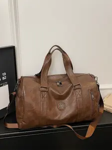 Vintage Wax Leather Large Capacity Travel Bag, Travel Carryall, Men's Handheld Crossbody Luggage, Business Storage Backpack, Wet/dry Separated Sports Bag