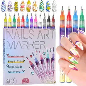 12-colors Nail Art Pen Set, 1 Set Quick Drying Acrylic Paint Nail Markers, DIY Nail Art Design Pens for Home Salon Use, Polish, Nail Designs,Nail Art Tools