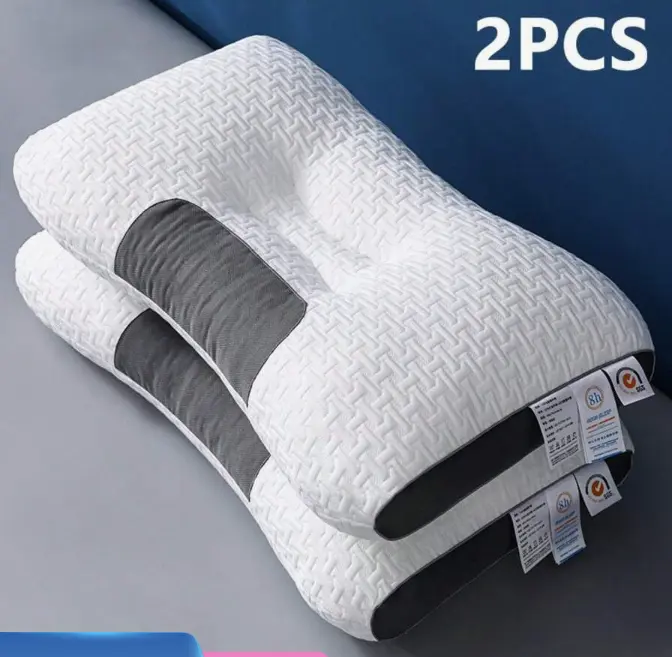 Cotton Neck Support Pillow 2-Piece Set - Soft, Comfortable Cotton Insert Bedding for Home Bedroom, Ideal Holiday Gift, Two Piece Set