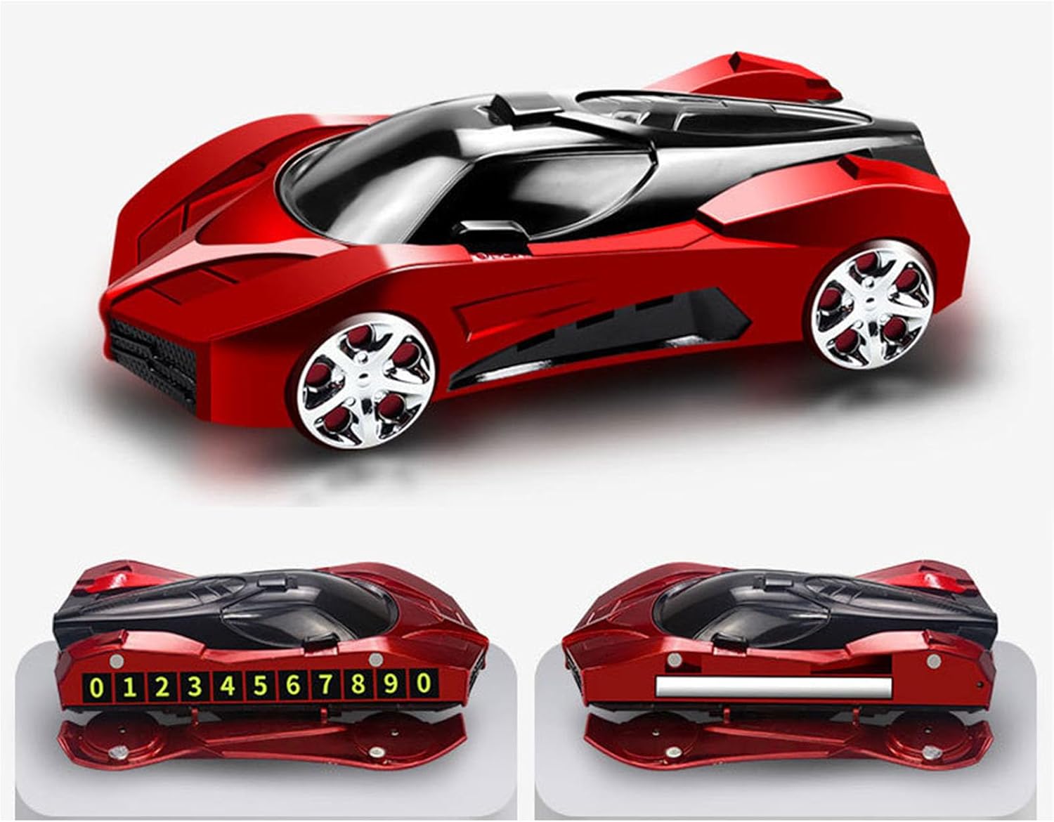 Car racing model mobile phone holder with 360-degree rotatable dashboard, center console mobile phone navigation holder, built-in parking number plate and aromatherapy design, suitable for Apple and Android phones, free number plate + aromatherapy