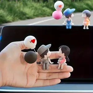 1pc Car Decoration Cute Cartoon Couple Action Character Statue Balloon Decoration Car Interior Decoration Car Interior Decorative