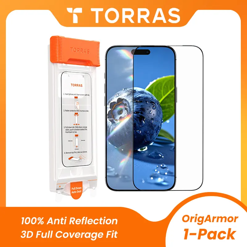 TORRAS OrigArmor iPhone 17 Pro Max/17 Pro Screen Protector, 100% Anti-Reflection 3D Full Coverage Tempered Glass
