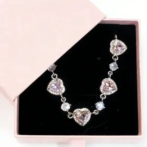 Pink Heart - Shaped Zircon Alloy Bracelet