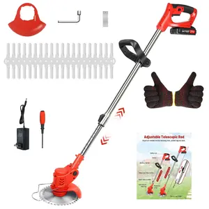 Electric Weed Wacker Cordless Grass Trimmer with 2pcs Batteries & Fast Charger 3-in-1 Lightweight Metal Brush Cutter/Edger/Mower Telescopic Handle Brushless String Strimmer Multi-Purpose with 3 Types Blade for Garden and Yard Lawn MoWer Kit Tool