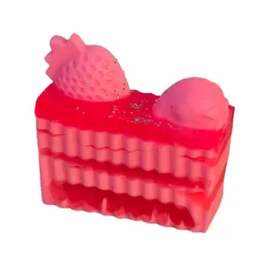 Strawberry Shortcake Handmade All Natural Goat Milk & Shea Butter Soap/Makeup Brush Cleaner. Cute Handcrafted Soap. Yoni Soap Bar kitty Moisturizing Cleanser Body Care Gentle