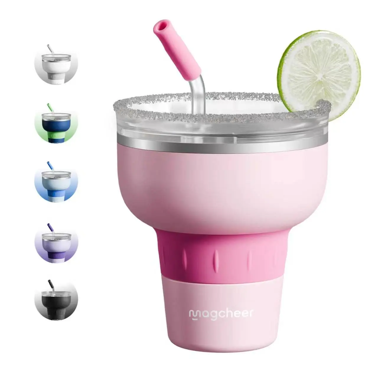 Cocktail Tumbler - Insulated Margarita Tumbler with Lid-Keeps Drinks Cold for 10 Hours-360 Sippable Martini Glass Alternative-Shatterproof Perfect for Parties - Multicolor