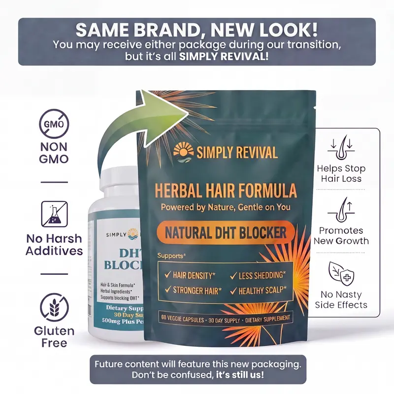 Simply Revival DHT Blocker - Herbal Hair Care Formula - DHT-Care - Natural Dietary Vitamin Supplement- 30-Day Supply, 60 Capsules - Supports Healthy Hair Growth & Hair Loss