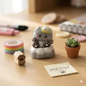 Cutie Cat Food Grade SiliconCreamy Clay Feel Soft Quick Rebound