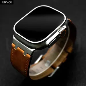 URVOI Strap for Apple Watch Ultra 3 2 series 11 10 9 8 SE vintage Leather band for iWatch durable fine design AP adapters 49mm Smart Watch Strap Smartwatch Strap