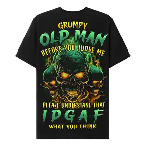 Chaosmoda Generation X Grumpy Old Man Before You Judge Me Custom Year Skull T-shirt | Crewneck Breathable