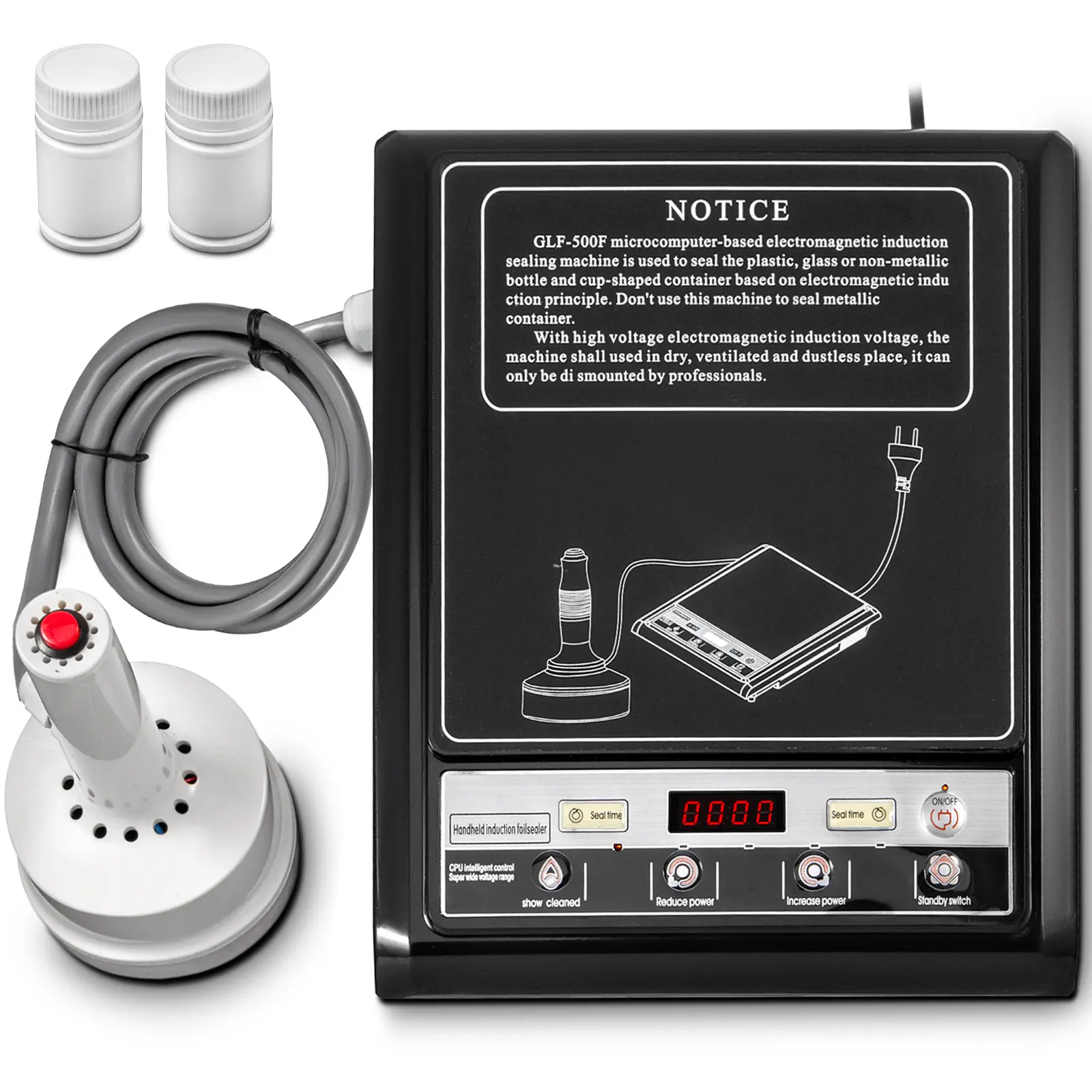 VEVOR Handheld Induction Sealer, 110V Electromagnetic Bottle Cap Foil Sealing Machine with Counting Function, Adjustable 20 Mm -100 Mm Seal Size, for Cosmetics & Beverage Bottles, Touch Screen Equipped