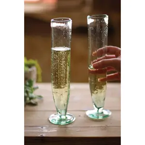 Recycled Glass Champagne Flute Tall Set of 6
