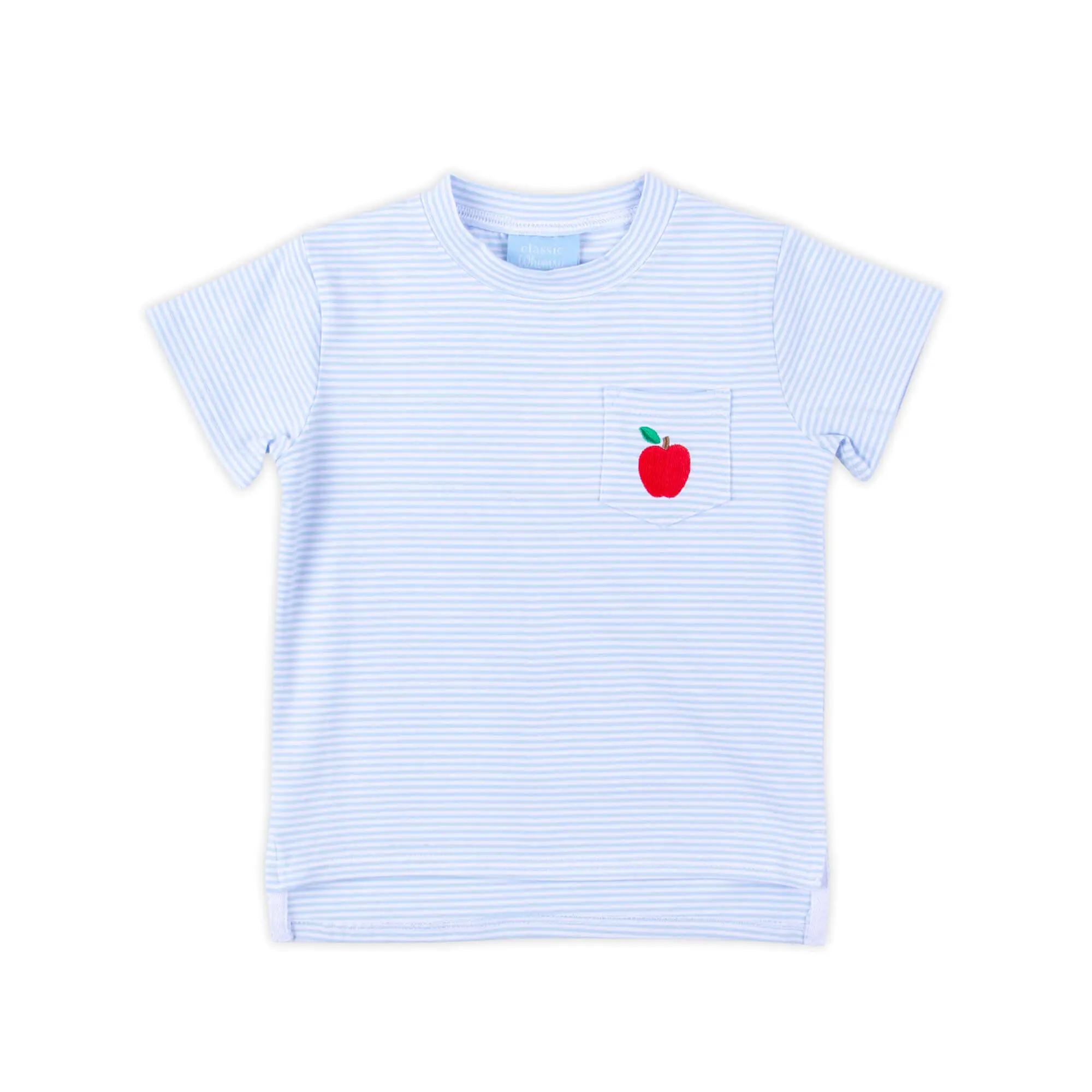 Darling Apple Light Blue Pocket Shirt - Cute Back to School Top for Boys