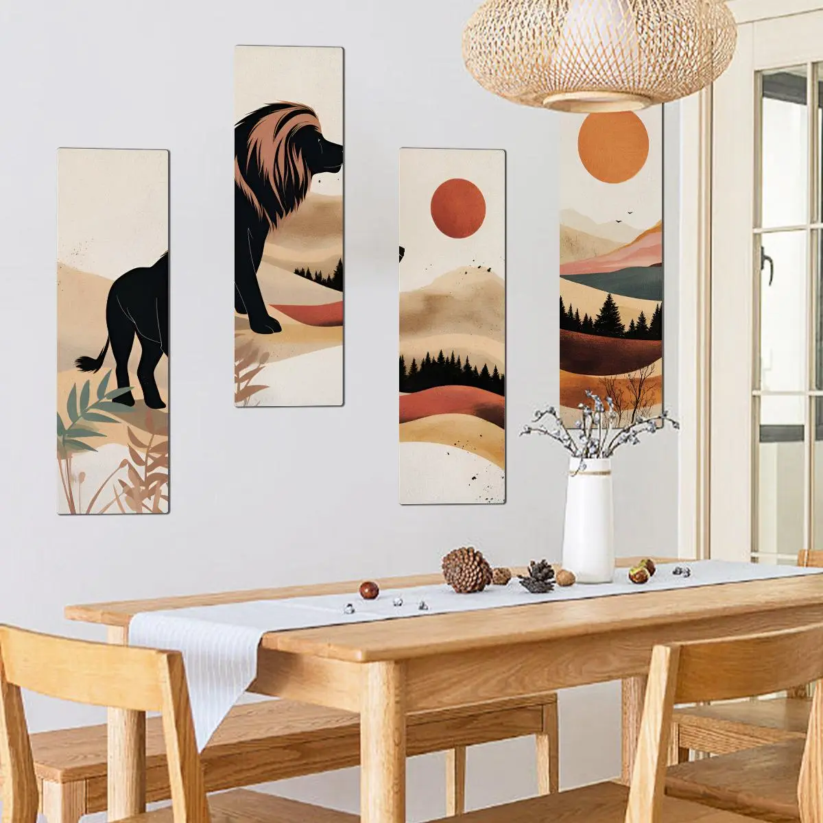 Lion Pattern Wall Sticker, 8 Counts/set Creative Wall Decal, Wall Art Decorative Sticker for Home Living Room Bedroom, Ornaments