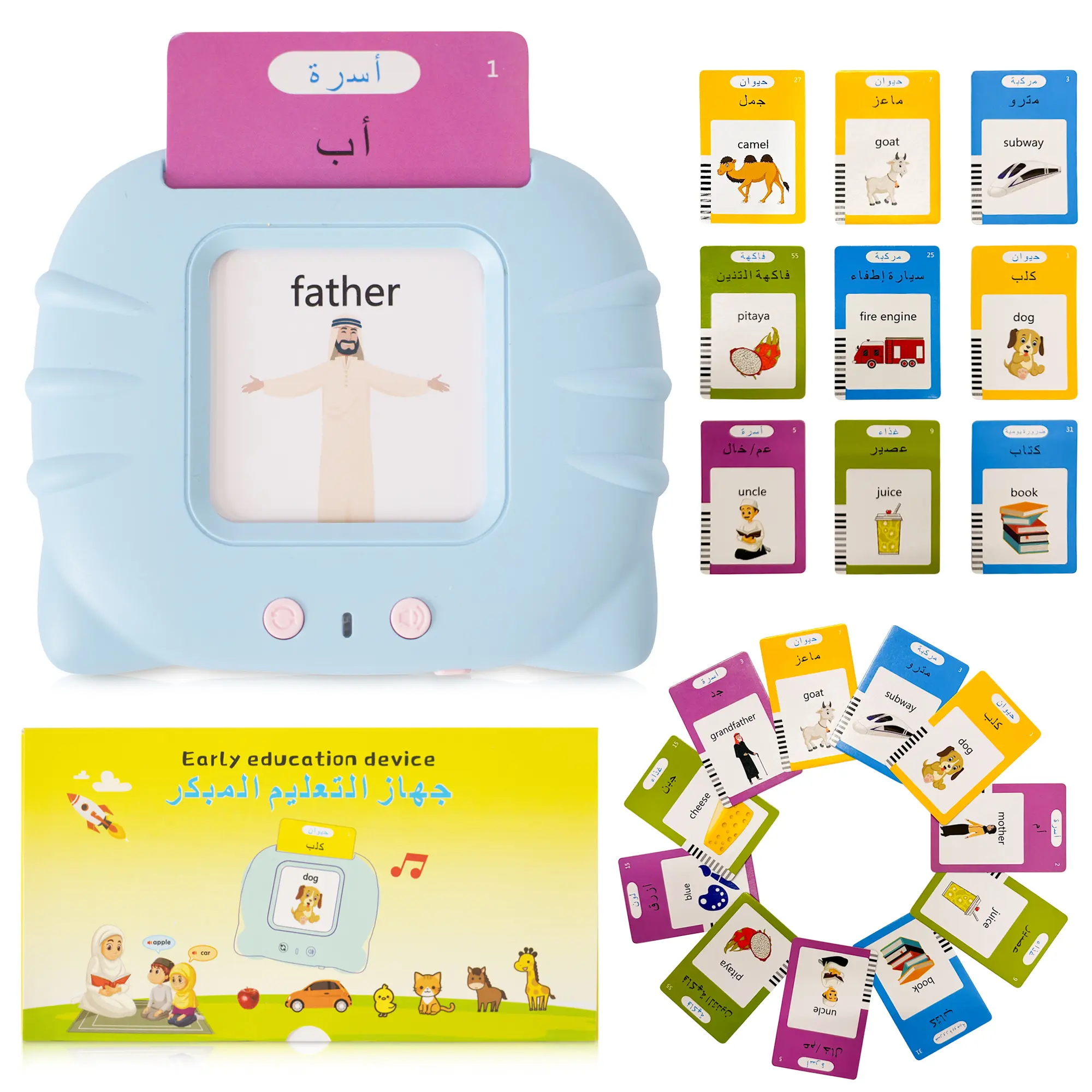 Arabic & English Talking Flash Card 224 words for Early Education & Cognitive Learning, Autism Sensory Toys, Education Gift