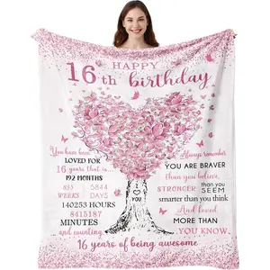 Sweet 16 16th Birthday Gifts for 16 Year Old Girls Happy 16th Birthday Decorations Birthday Present Blanket 50"X60"