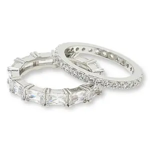 Radiance by Absolute™ Emerald Cut and Round Eternity Ring 2-piece Set