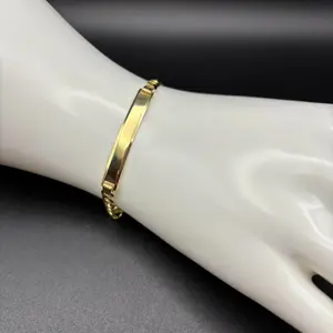 10K Gold Bracelet with Name Plate Size 7 4.5mm Elegant Jewelry for Women Luxurious Personalized Gift