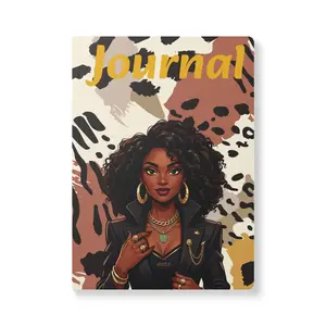 Afro Chic Woman Journal | Softcover Notebook, Animal Print Back
