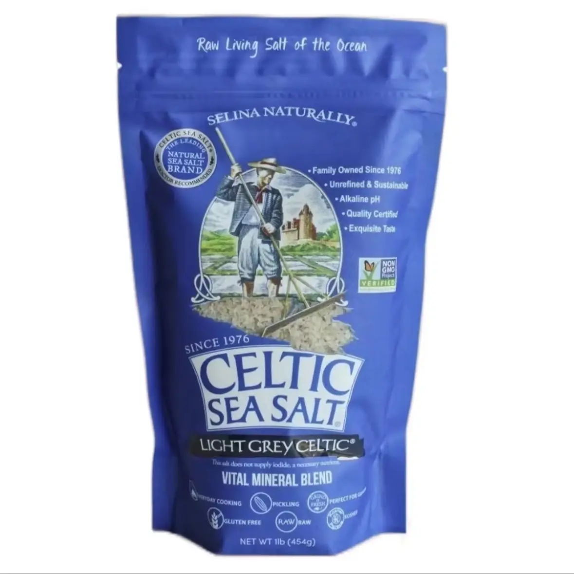 Celtic Sea Salt, Selina Naturally Light Grey Vital Mineral Blend, 8 ounce (454 g) Natural Kosher light Grey Resealable Organic Flavor