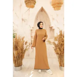 Striped Stitch Knitted Dress - Mocha