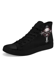 Men's Vintage Skull Print High Top Sneakers, Casual Comfortable Breathable Sports Shoes, Fashionable Sneakers for Daily Wear, Closed