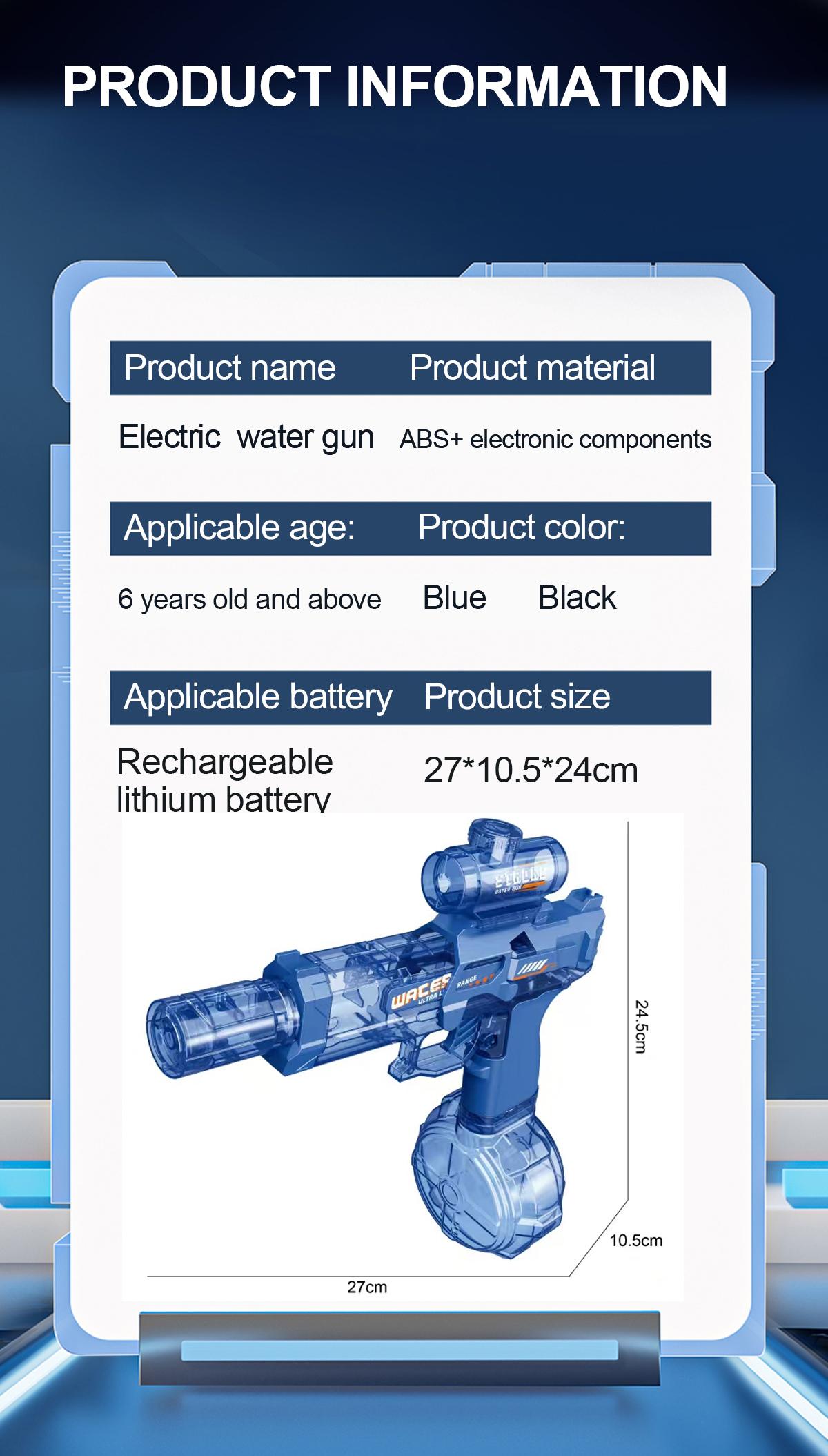 Powerful Electric Water Gun,Squirt Gun withLED Light, Rechargeable BatteryPowered ,Large Capacity Tank,Water Blaster28-32 Ft Range, for Outdoor Pool BeachBattle Play summer outdoor pool partybackyard game