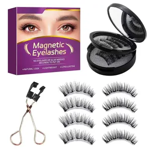 Eyelashes, 3D Natural Look Dual   Lashes Kit with Applicator & Eyelash Comb, Light Weight and Waterproof   Eyelashes No Glue, 8 Count, Purple