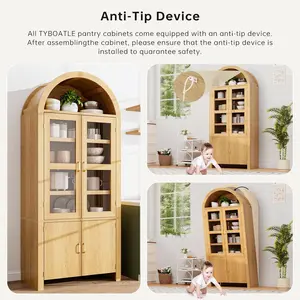 Oneinmil 71" Tall Arched Kitchen Pantry Modern Farmhouse Wood Storage Cabinets Versatile Cupboard for Dining Room & Kitchen