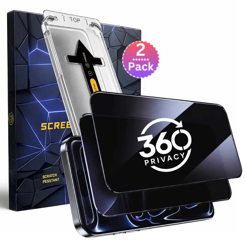 2 Pack Privacy Screen Protector for iPhone Anti-spy Tempered Glass HD 360° Privacy Compatible with iPhone 17 16, Screen Protector Iphone