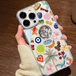 Fashionable TPU Phone Case, Decorative Phone Protector Cover, Phone Accessories Compatible with iPhone 11 12 13 14 15 16 17 Pro Max