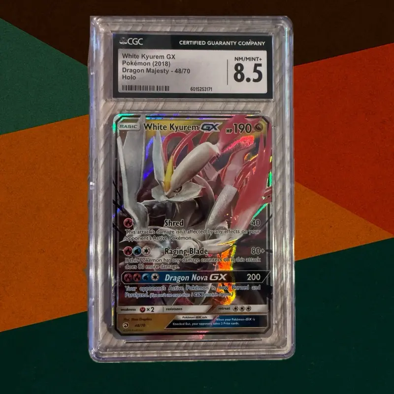 CGC 8.5  White Kyurem GX Dragon Majesty 2018 Pokemon Sun & Moon #48
