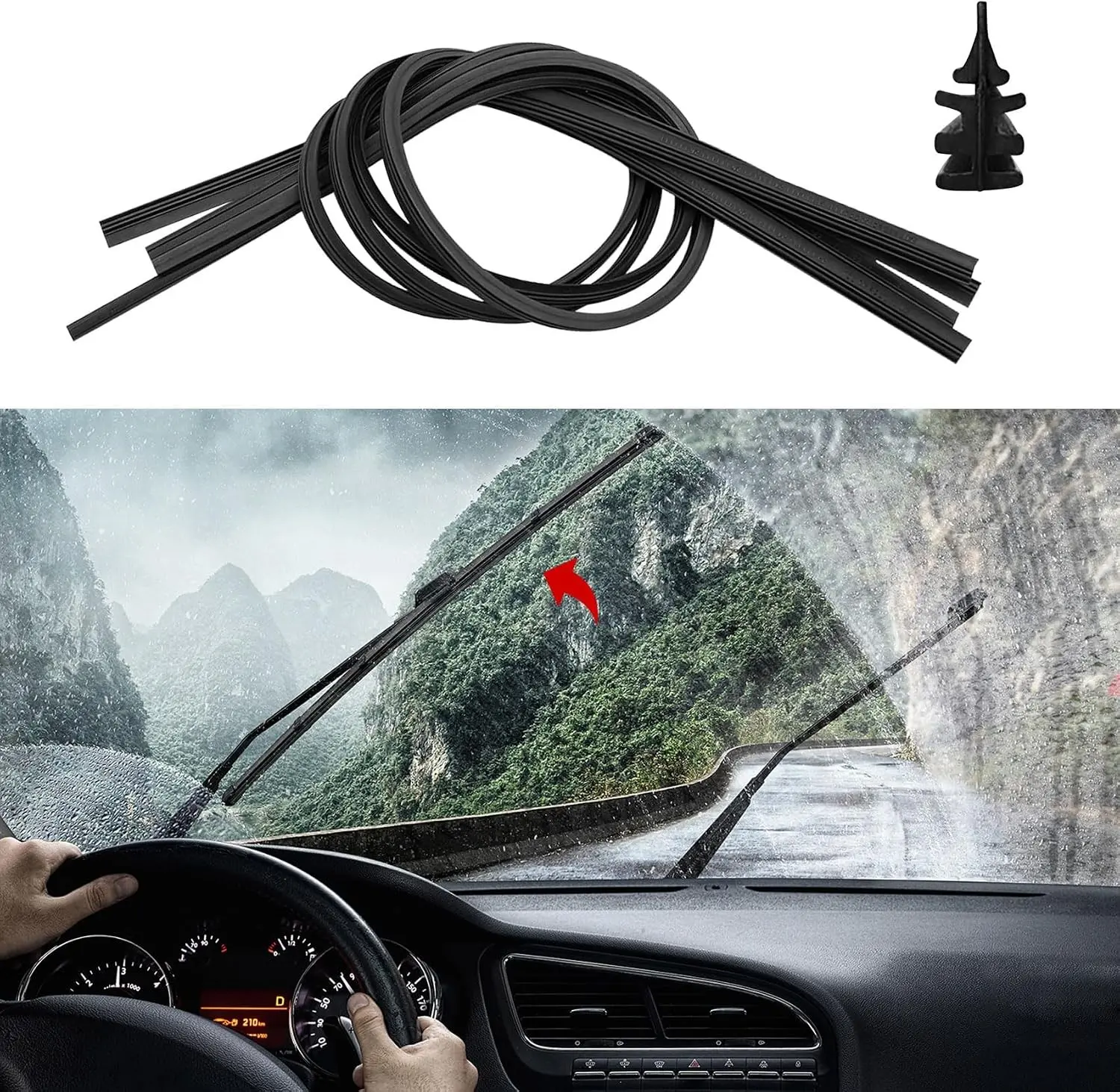 4PCS Wiper Blade Refill, Universal Wiper Rubber Refills, Adjustable Size of Universal Replacement Windshield Wiper Refill Replacement for Front & Rear Windshield Wiper Baldes Rubber Strip (26Inch)