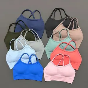 Women Sports Bra Seamless Yoga Top Push-up Activewear Removable Chest Pad Back Cross Training Top Gym Exercise Underwear