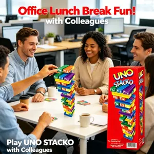 UNO Stacko Game Mattel Classic Stacking Block Game Family Party Board Game Interactive Balancing Toy for Kids & Adults