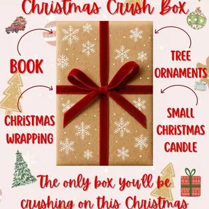 Christmas Crush Box with Book Tree Ornaments Small Christmas Candle and Christmas Wrapping Perfect Holiday Gift