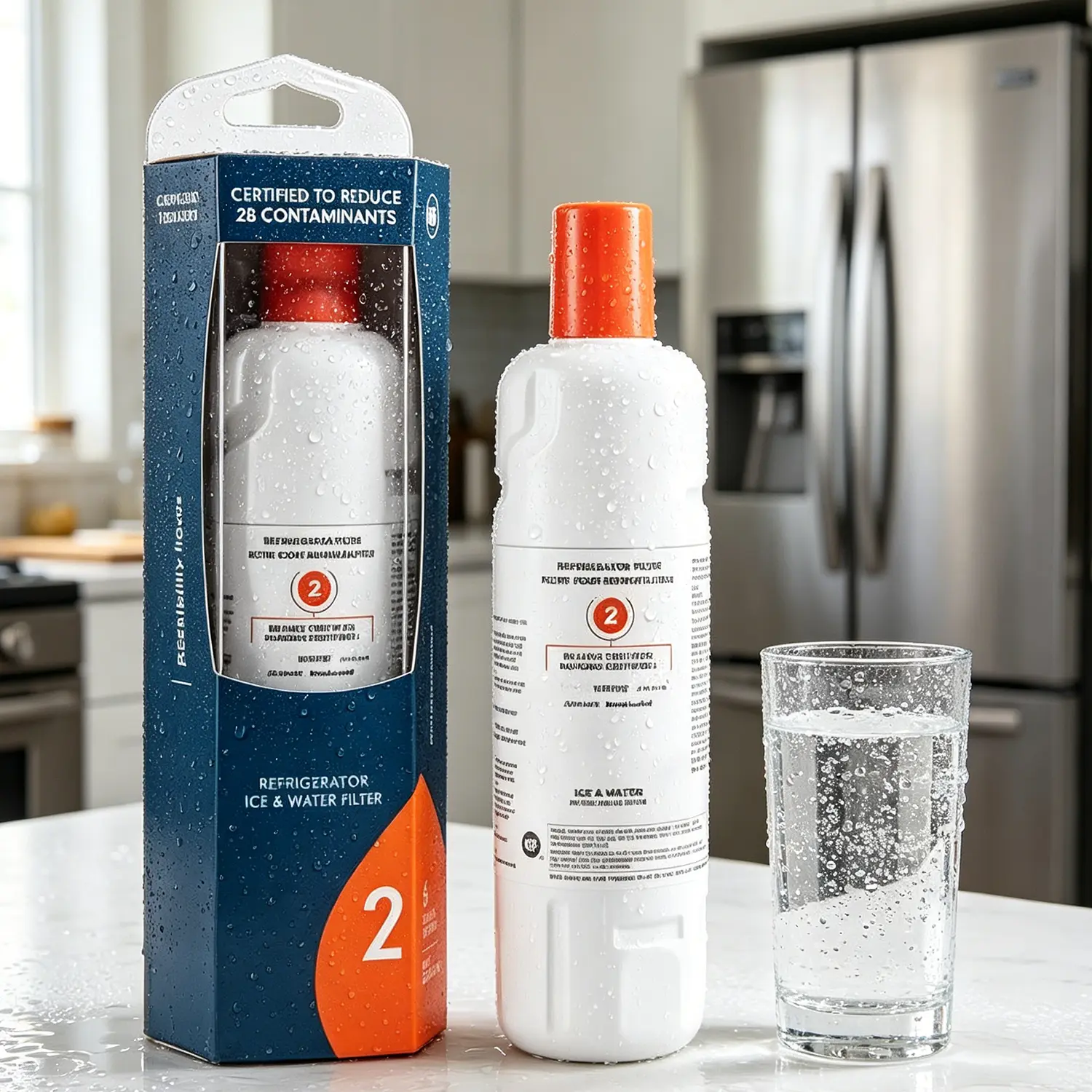 EDR2RXD1 Compatible Replacement Water Filter for Whirlpool Refrigerator, EveryDrop Filter 2, W10413645A, W10238154, 9082, 9903 - NSF/ANSI 42 & 53 Certified, Reduces Lead, Chlorine, VOCs - 300-Gal High Capacity, Nsf Certified