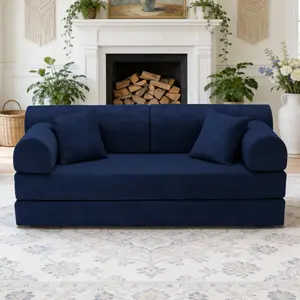 79" 4-in-1 compressed sofa, foldable sofa bed, compressed boneless sofa with backrest cushion—comfortable, modular design that can be customized to suit your needs, suitable for bedrooms, living rooms, lounges, and studies. Blue)