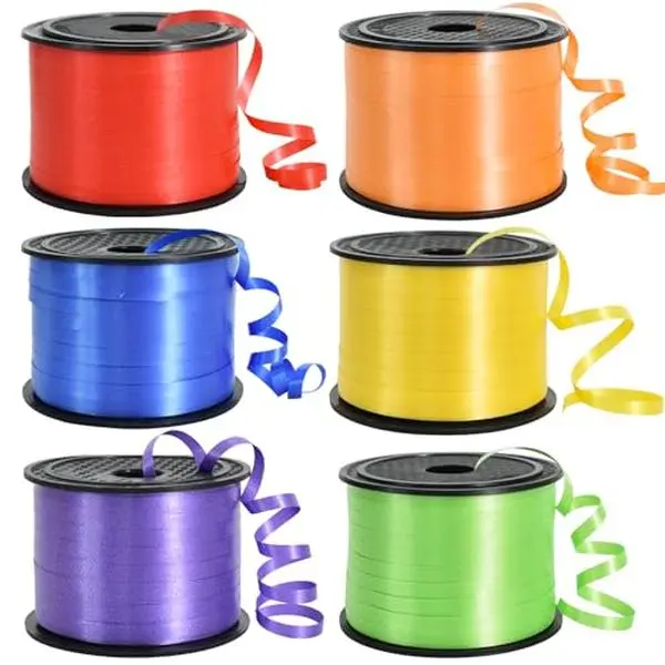 TONIFUL Rainbow Curling Ribbon-6 Assorted Colors Balloon Curling Ribbons Set-600 Yards Balloon String for DIY Decor,Gift Wrapping,Ribbons and Bows for Christmas New Year Birthday Gifts Supplies