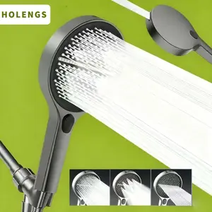 HOLENGS Shower Head Hose&Bracket,Shower Head Set With 1.5m Hose,Bathroom Shower Equipment