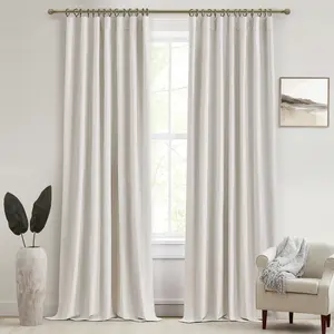 100 Inch Curtains Complete Blackout Curtains for Bedroom 2 Panels Set, Large Window Custom Length 100 Inches Long Neutral Cream Colored Thermal Drapes for Sliding Glass Doors (W50xL100 2Pcs)