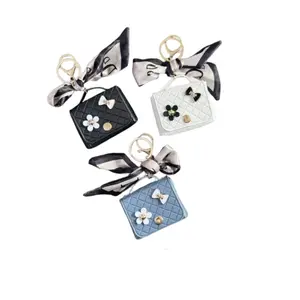 Fashion Niche Plaid Tweed Bag Charm, Mini Keychain Coin Purse Earphone Bag Pendant