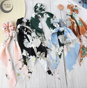 Floral Hair Scarf Scrunchies,Silk,Spring Hair Scarf, Birthday Gift - Valentine's Day