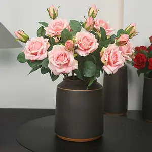 5-piece artificial roses with curled edges at both ends, moisturizing and hand-feeling, perfect for indoor soft furnishings, weddings, and floral arrangements. Available in five colors: red, orange, pink, white, and rose red. Ideal for family gatherings,