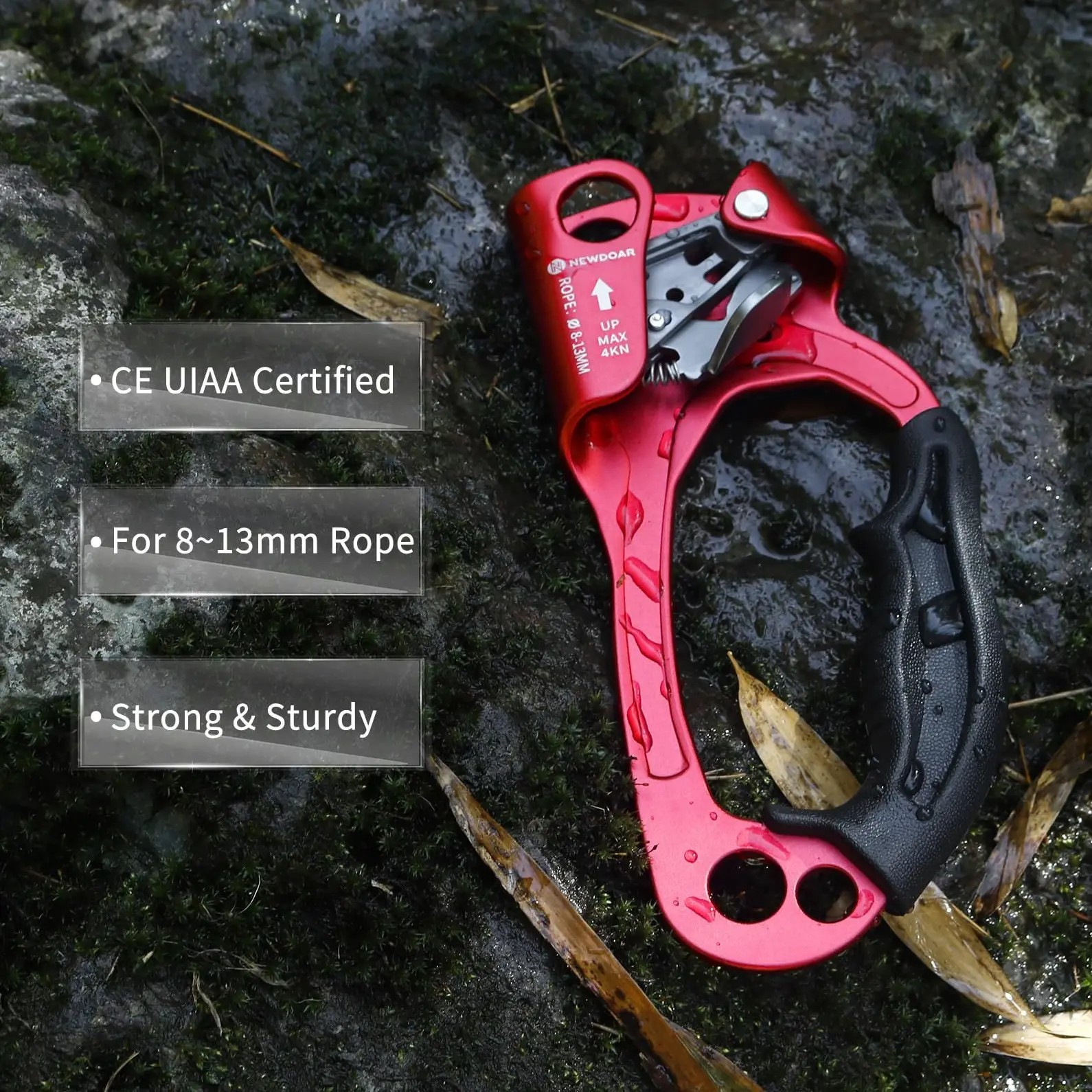 Right Hand Ascender Rope Climbing Device, Anti-slip Hand Climber Gear for Mountaineering Caving Outdoor Rock Climbing
