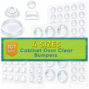 107 count Cabinet Door Bumpers Clear, Adhesive Rubber  , Sound Dampening Door Slam Stopper Non Slip Furniture Pads Wall Protector for  Board, Drawers, Glass Cabinet