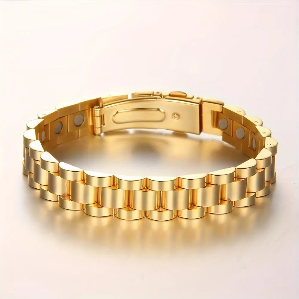 1pc Stainless Steel Magnetic Bracelet with Sizing Tool - Everyday Wear Jewelry Gift for Women and Men