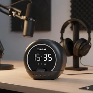 Portable TWS Bluetooth Speaker with Subwoofer, Phone Holder & Temp Display. HD Surround Sound for Home, Office, Outdoor Use. Wireless Bass Speaker for Parties, Travel, Desk.