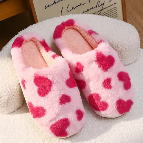 Autumn Winter New Couple Indoor Outdoor Fashion Casual Plush Slippers, Faux Rabbit Fur, Unisex Large Size Cotton Shoes, Non Slip Eva Slide Slippers, Fashionable Slippers