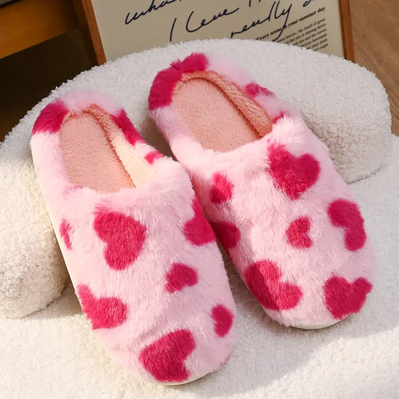 Autumn Winter New Couple Indoor Outdoor Fashion Casual Plush Slippers, Faux Rabbit Fur, Unisex Large Size Cotton Shoes, Non Slip Eva Slide Slippers, Fashionable Slippers